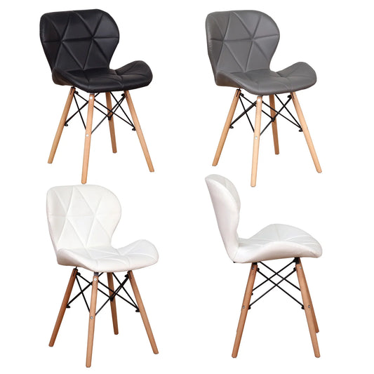 A set of 4 Medieval Dining Chairs Set, High-Quality PU Leisure Chairs with Metal Legs for Kitchen Dining Room (White/Grey/Black)